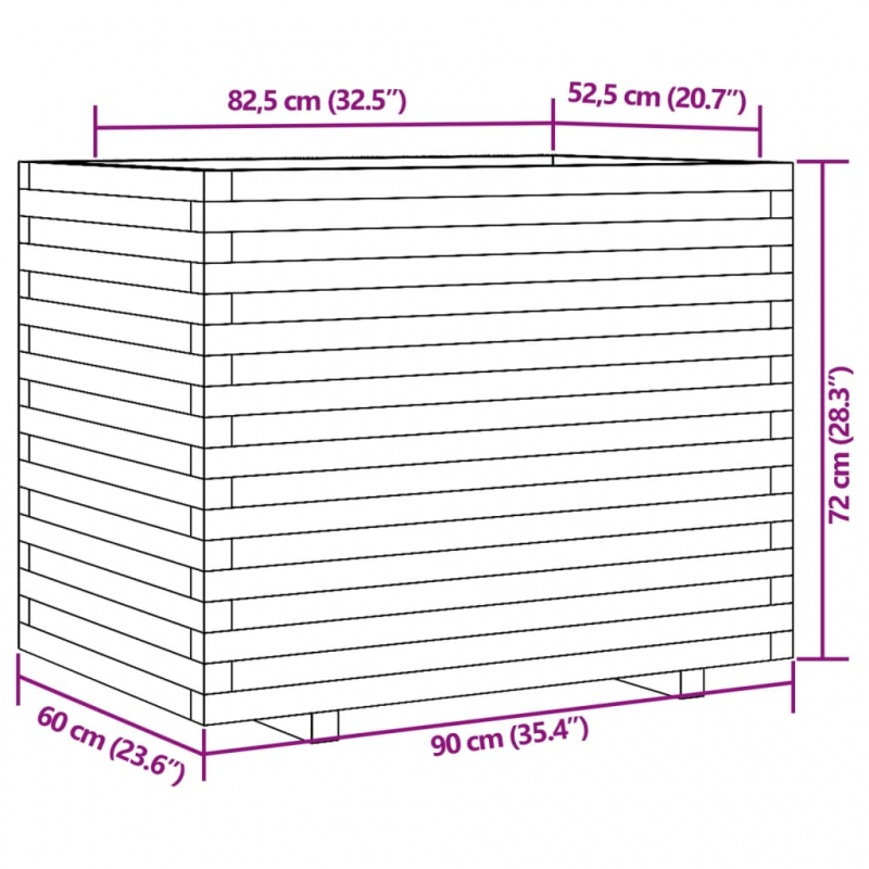 Pflanzkübel 90x60x72 cm Massivholz Douglasie