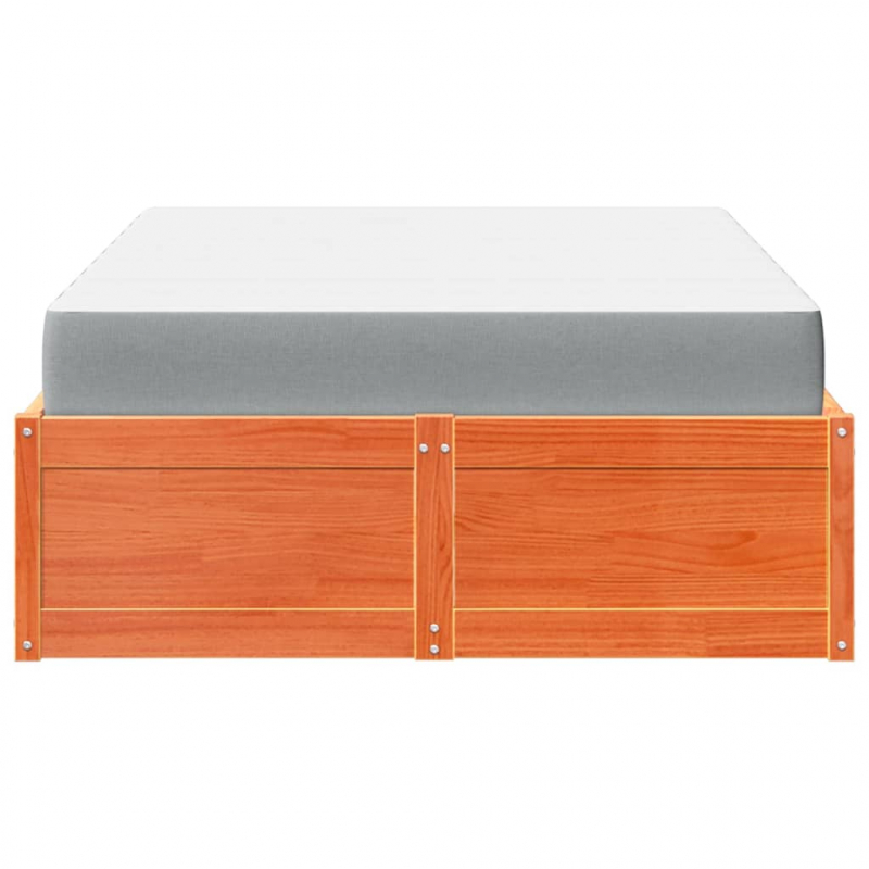 Bett mit Matratze Wachsbraun 120x190 cm Massivholz Kiefer