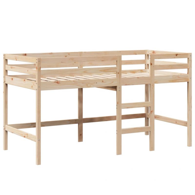 Hochbett mit Leiter und Dach 90x190 cm Massivholz Kiefer