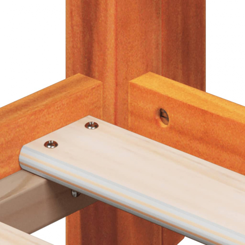 Hochbett mit Dach Wachsbraun 75x190 cm Massivholz Kiefer