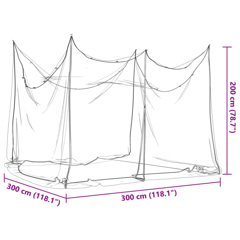 Moskitonetz Indoor Outdoor 156 Mesh Weiß 300x300x200 cm