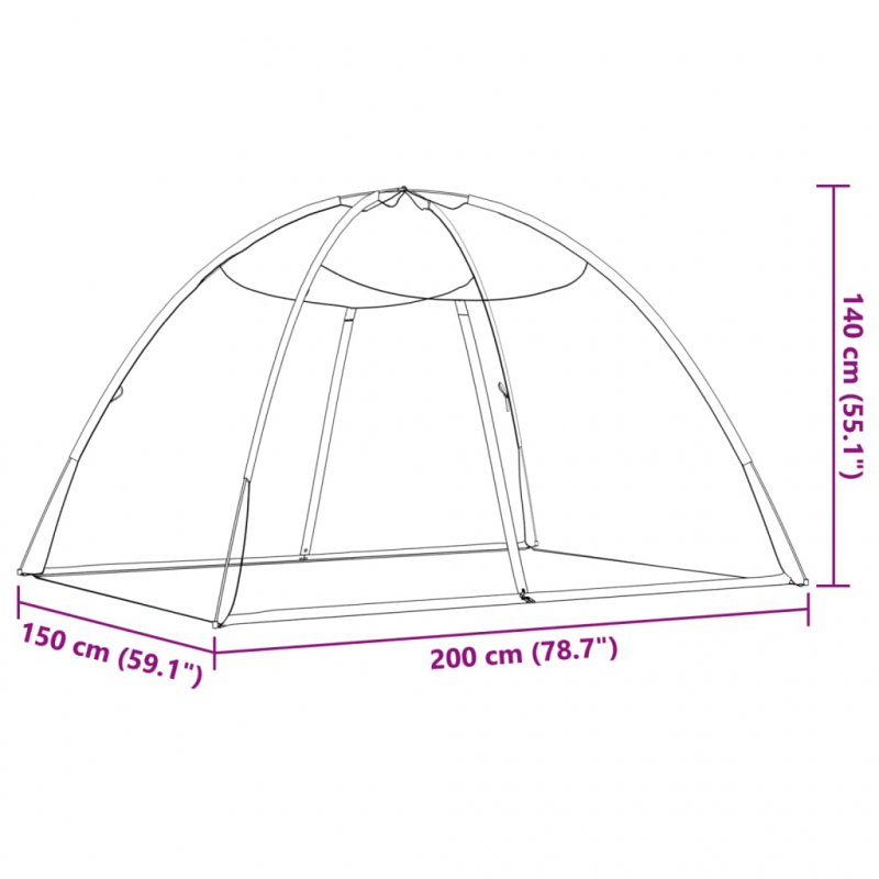 Moskito-Netzzelt Mongolisch 220 Mesh Weiß 200x150x140 cm