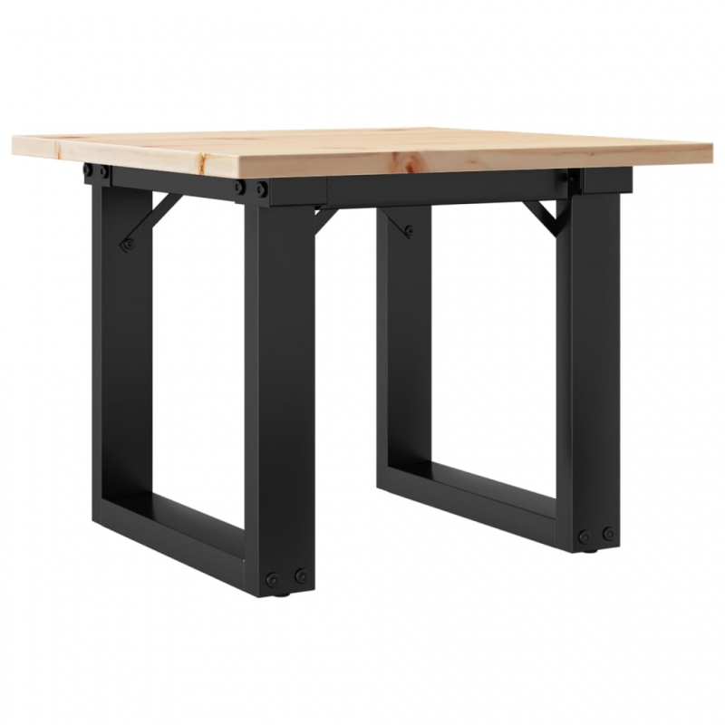 Couchtisch O-Gestell 50x50x35cm Massivholz Kiefer und Stahl
