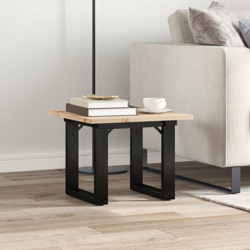Couchtisch O-Gestell 50x50x35cm Massivholz Kiefer und Stahl