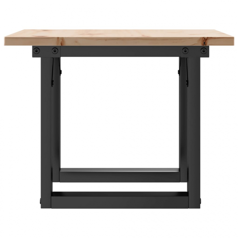 Couchtisch O-Gestell 50x50x35cm Massivholz Kiefer und Stahl
