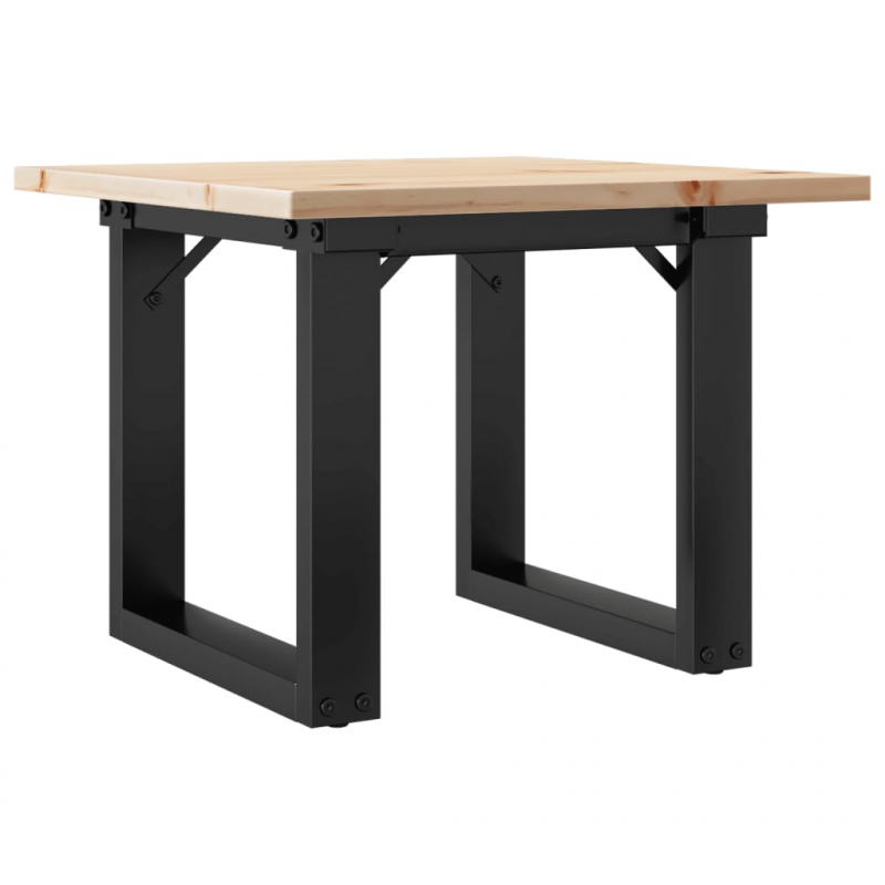 Couchtisch O-Gestell 50x50x35cm Massivholz Kiefer und Stahl