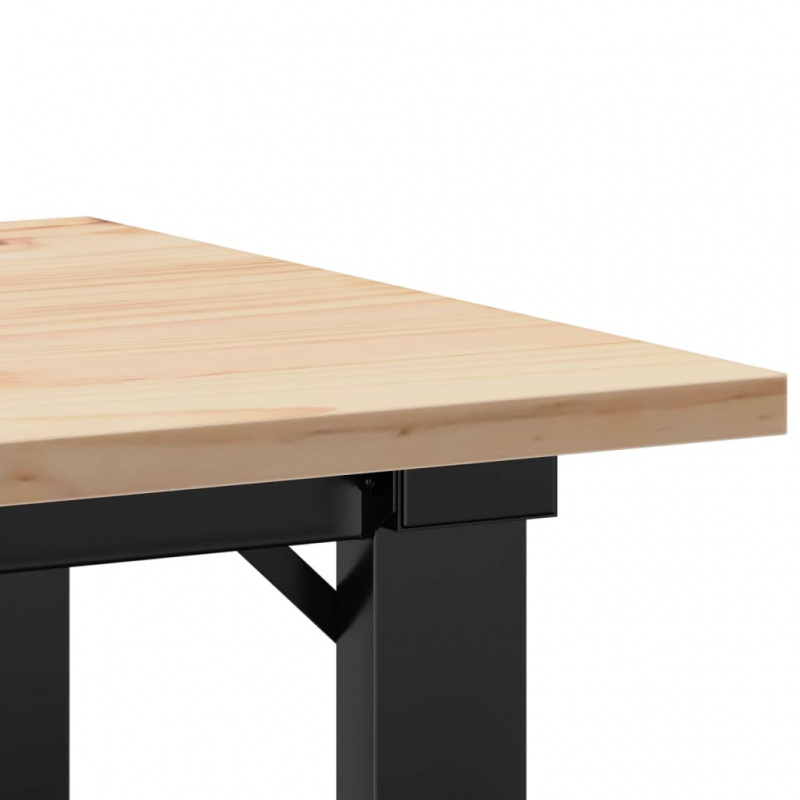 Couchtisch O-Gestell 50x50x35cm Massivholz Kiefer und Stahl