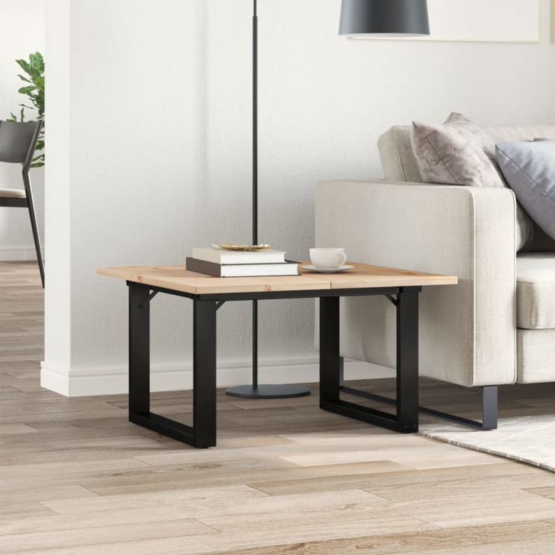 Couchtisch O-Gestell 60x60x40cm Massivholz Kiefer und Stahl