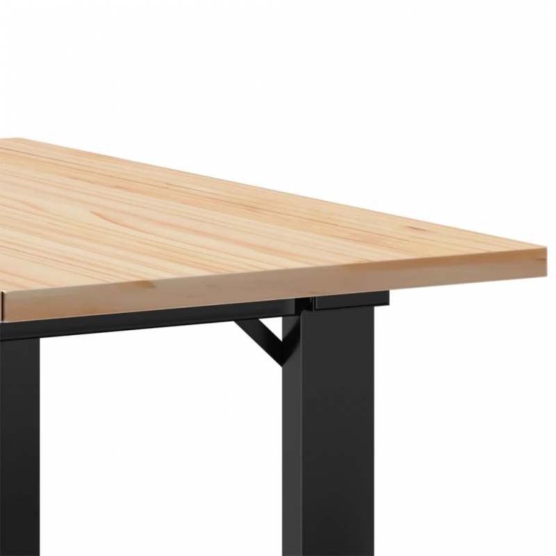 Couchtisch O-Gestell 60x60x40cm Massivholz Kiefer und Stahl