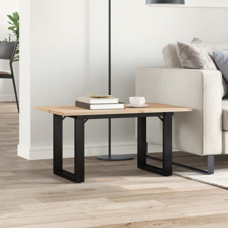 Couchtisch O-Gestell 80x50x40cm Massivholz Kiefer und Stahl