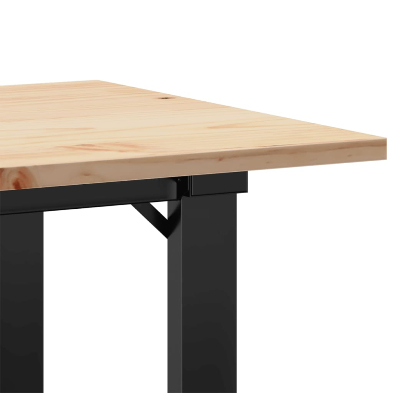 Couchtisch O-Gestell 80x50x40cm Massivholz Kiefer und Stahl