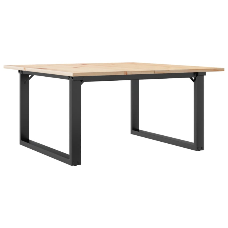 Couchtisch O-Gestell 80x80x45cm Massivholz Kiefer und Stahl