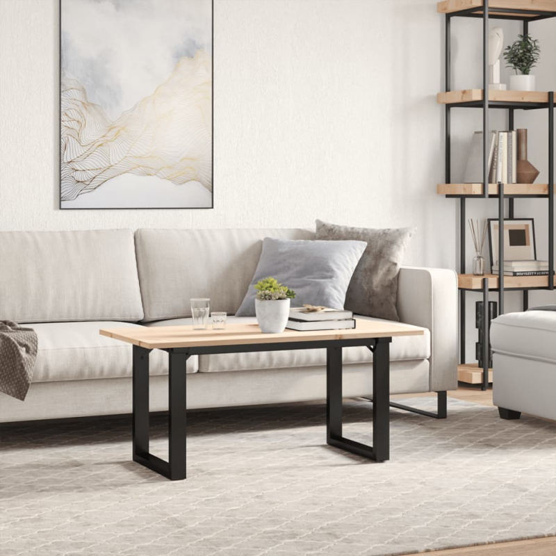 Couchtisch O-Gestell 90x40x45cm Massivholz Kiefer und Stahl