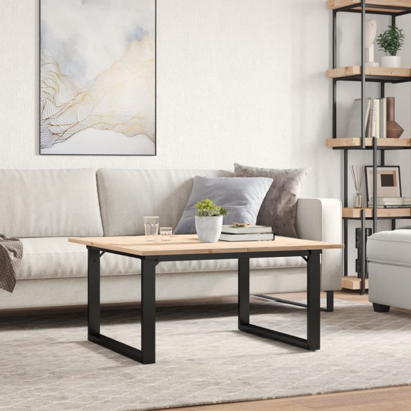 Couchtisch O-Gestell 90x90x45cm Massivholz Kiefer und Stahl