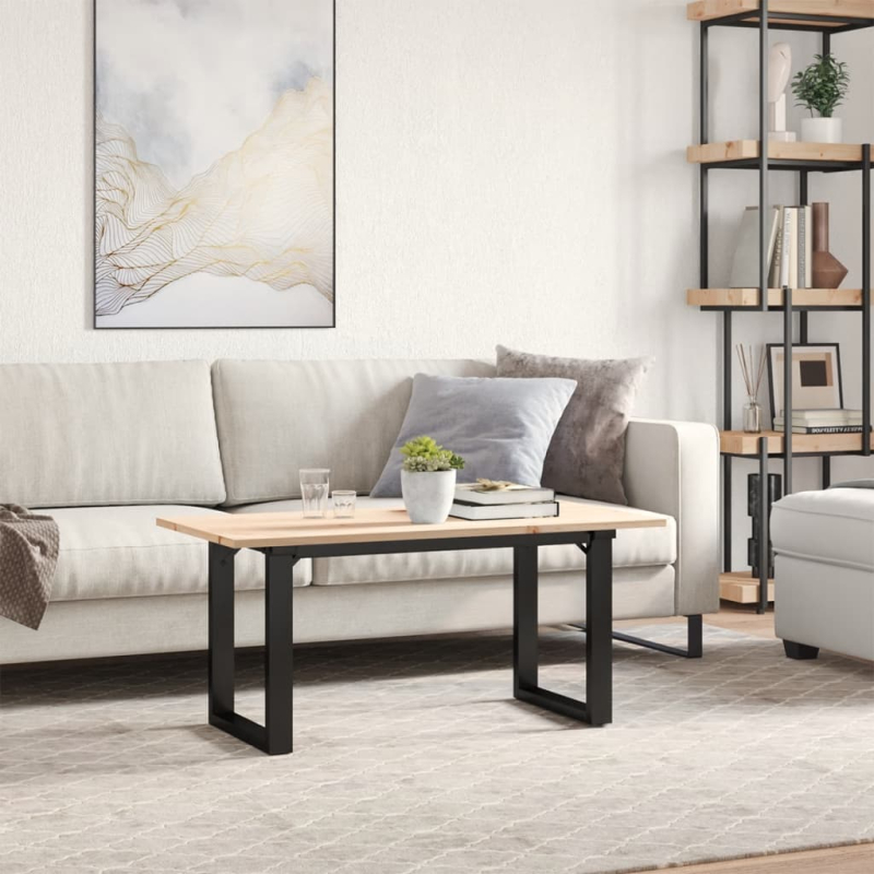 Couchtisch O-Gestell 100x50x45 cm Massivholz Kiefer & Stahl