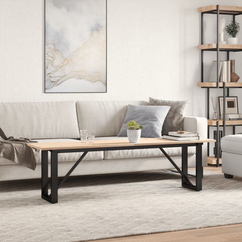 Couchtisch O-Gestell 160x40x45 cm Massivholz Kiefer & Stahl