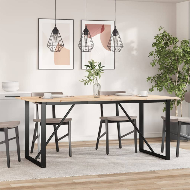 Esstisch O-Gestell 180x90x75 cm Massivholz Kiefer und Stahl