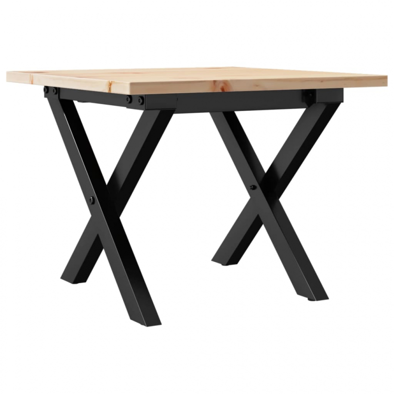 Couchtisch X-Gestell 40x40x35cm Massivholz Kiefer und Stahl