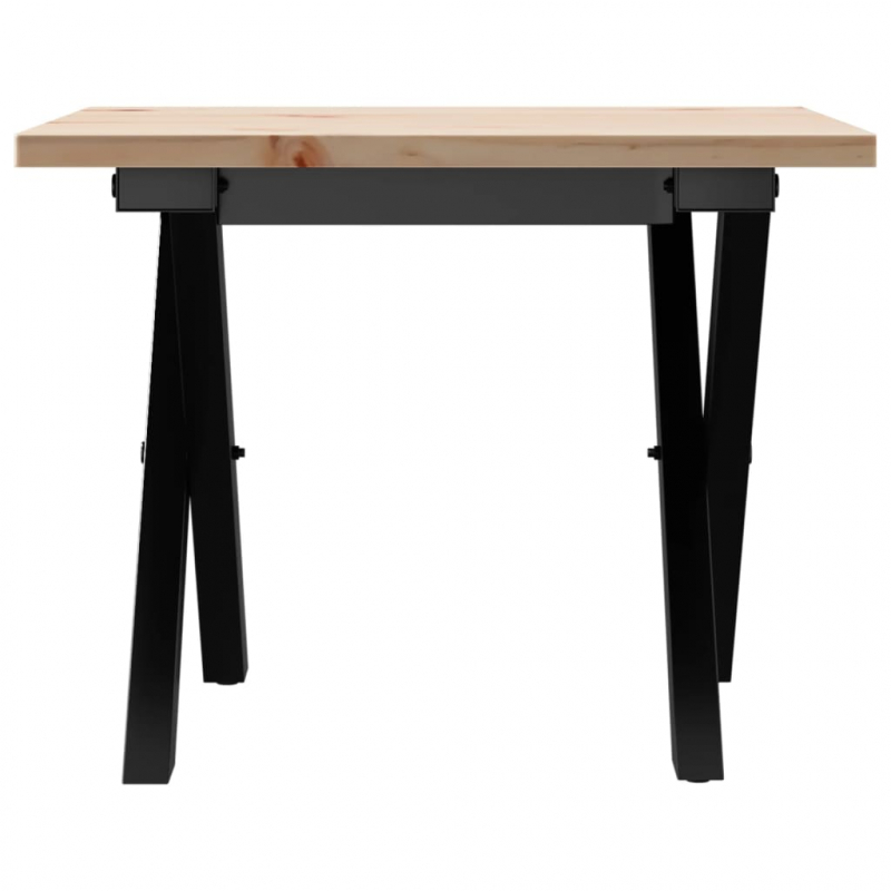 Couchtisch X-Gestell 40x40x35cm Massivholz Kiefer und Stahl