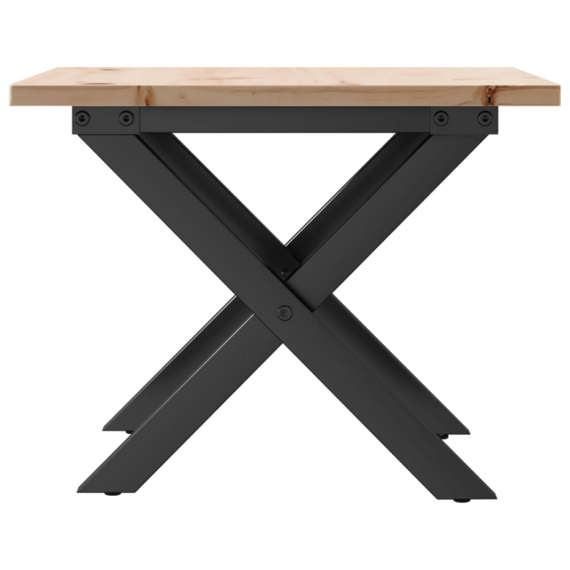 Couchtisch X-Gestell 40x40x35cm Massivholz Kiefer und Stahl