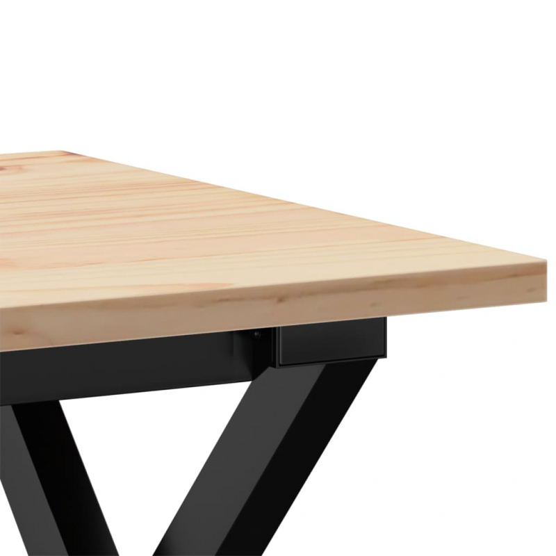 Couchtisch X-Gestell 40x40x35cm Massivholz Kiefer und Stahl