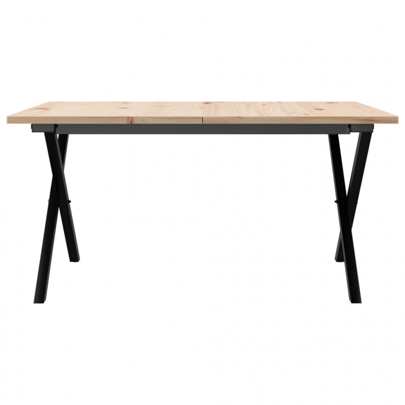 Couchtisch X-Gestell 80x80x45cm Massivholz Kiefer und Stahl