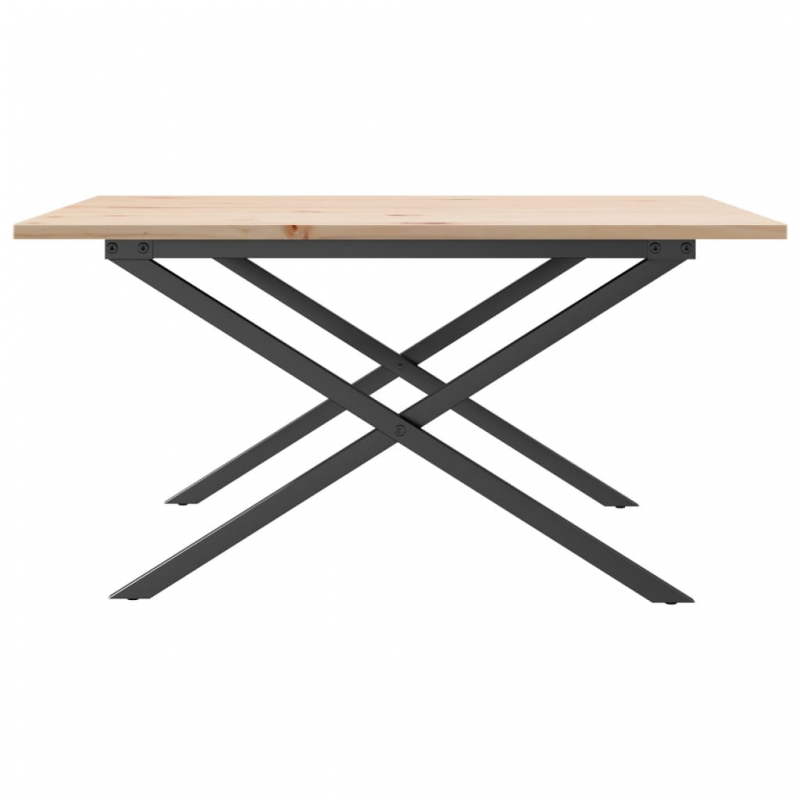 Couchtisch X-Gestell 80x80x45cm Massivholz Kiefer und Stahl