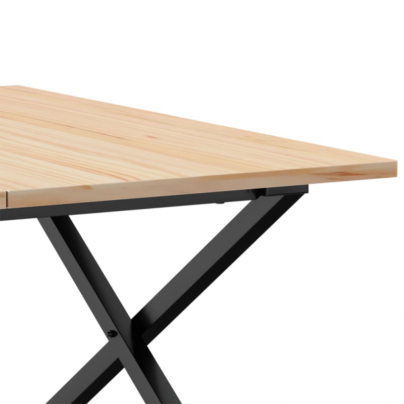 Couchtisch X-Gestell 80x80x45cm Massivholz Kiefer und Stahl