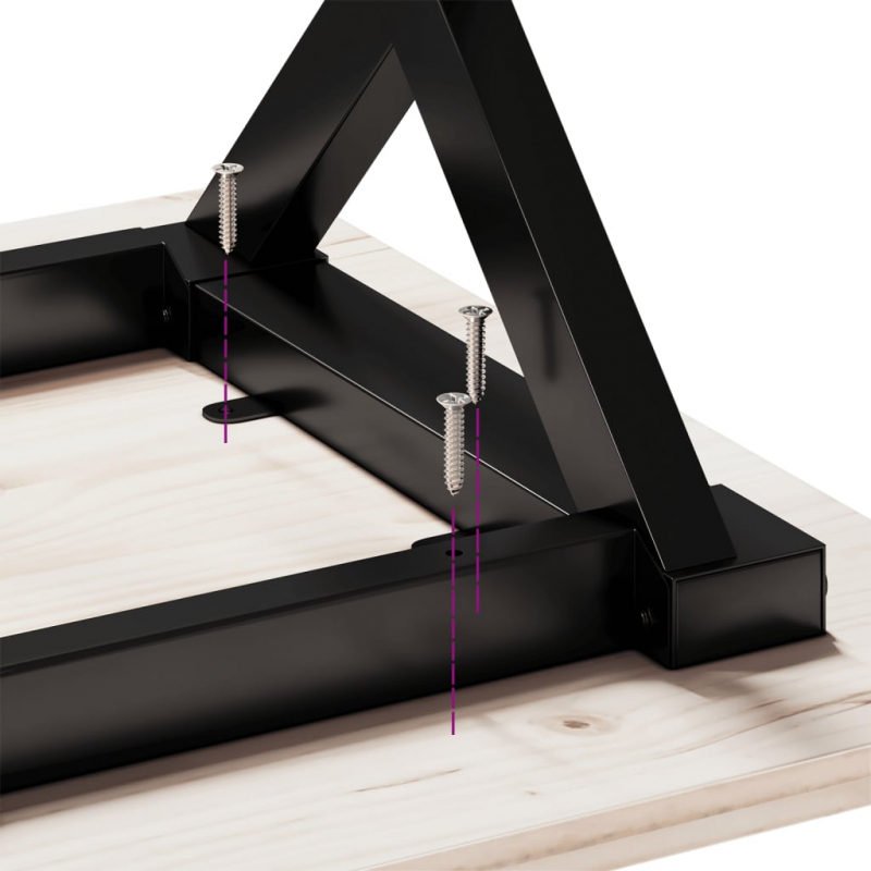 Couchtisch X-Gestell 80x80x45cm Massivholz Kiefer und Stahl