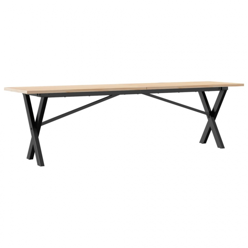 Couchtisch X-Gestell 160x40x45 cm Massivholz Kiefer & Stahl