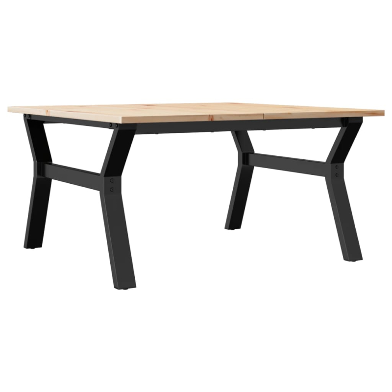 Couchtisch Y-Gestell 80x80x45cm Massivholz Kiefer und Stahl
