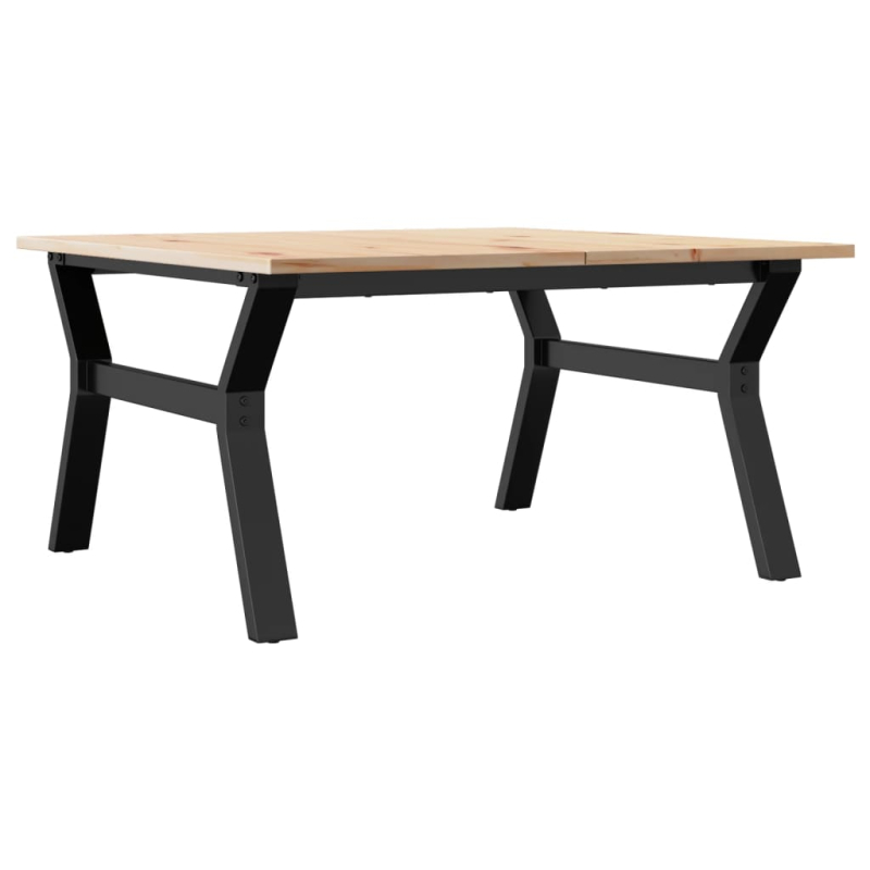 Couchtisch Y-Gestell 80x80x45cm Massivholz Kiefer und Stahl