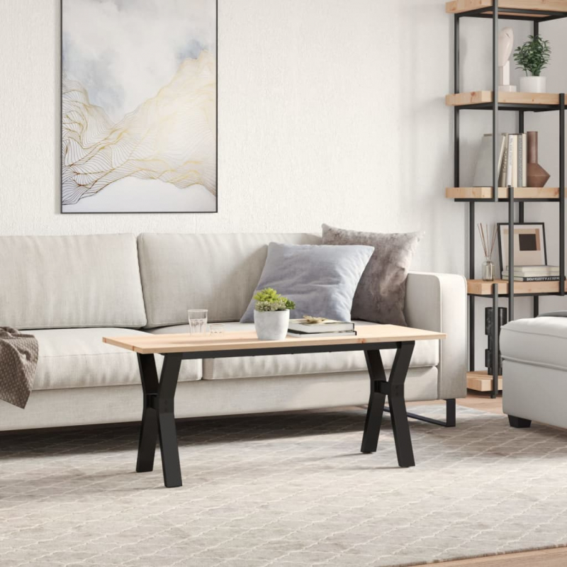 Couchtisch Y-Gestell 110x40x45 cm Massivholz Kiefer & Stahl
