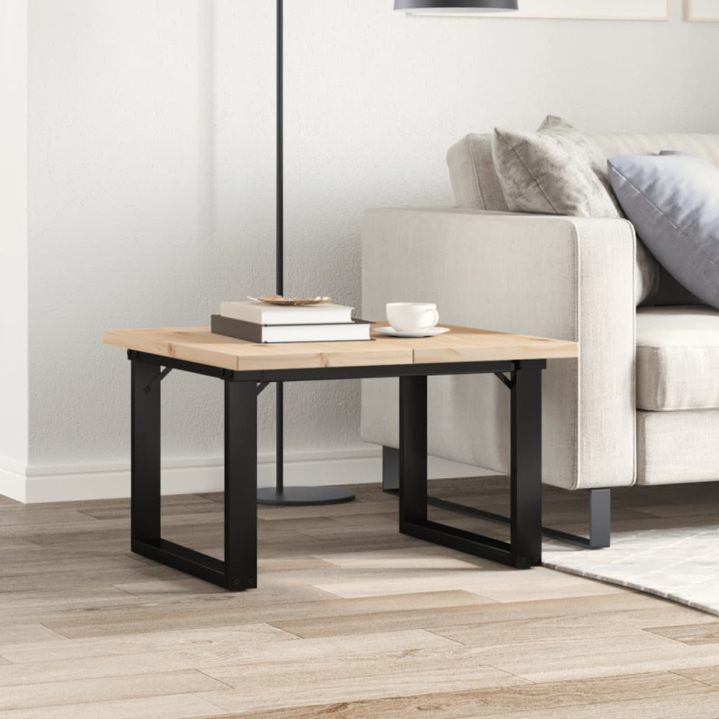 Couchtisch O-Gestell 60x60x40,5cm Massivholz Kiefer & Stahl