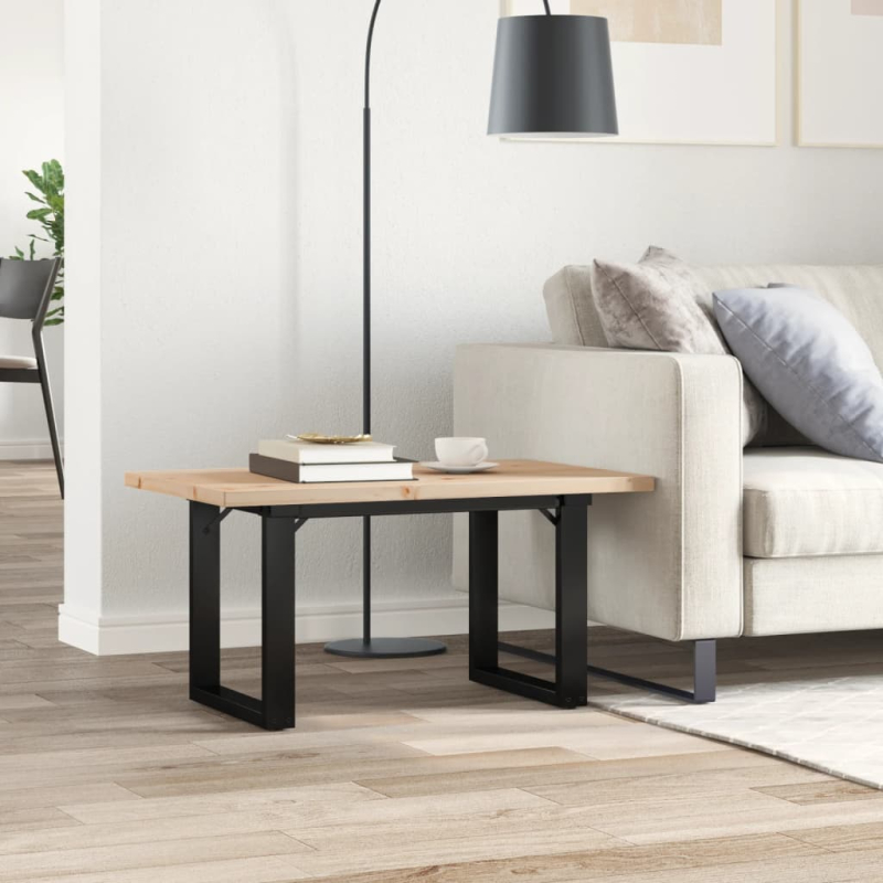 Couchtisch O-Gestell 80x50x40,5cm Massivholz Kiefer & Stahl