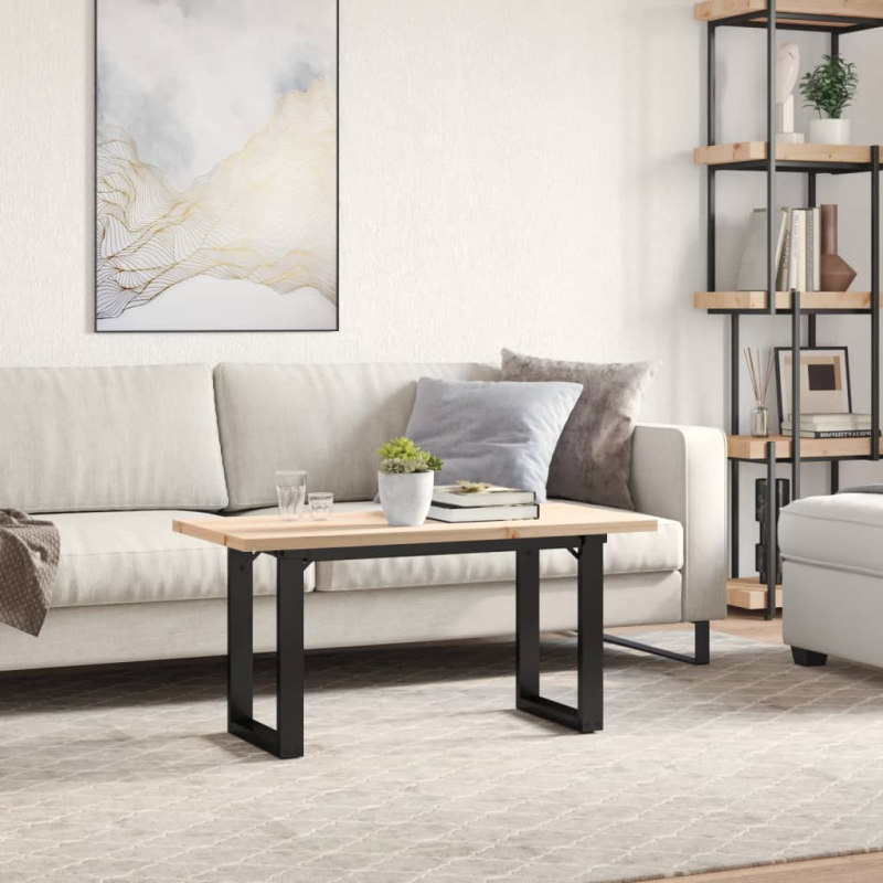 Couchtisch O-Gestell 90x40x45,5cm Massivholz Kiefer & Stahl