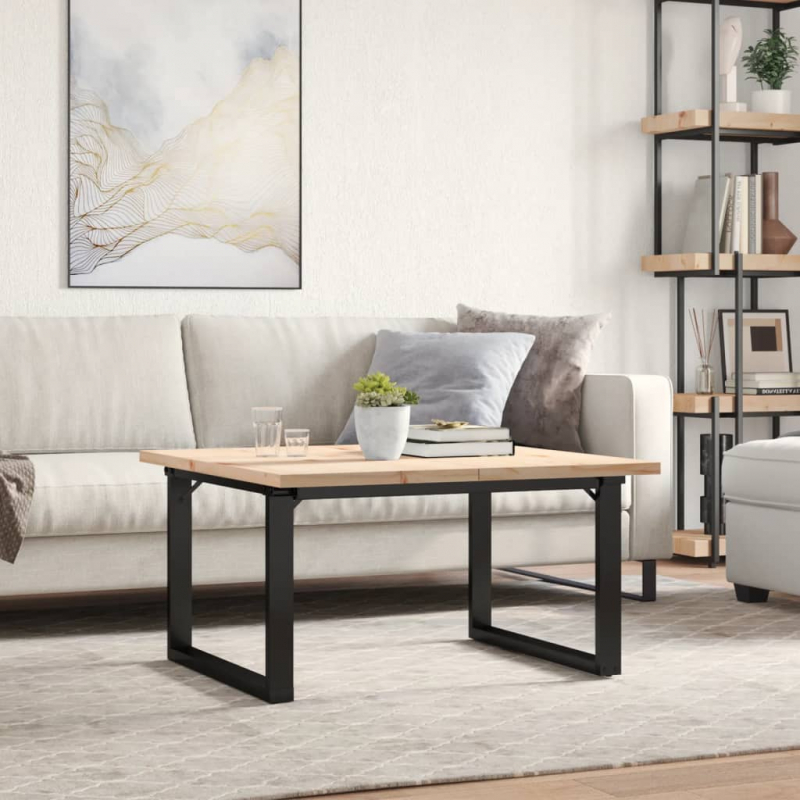 Couchtisch O-Gestell 90x90x45,5cm Massivholz Kiefer & Stahl