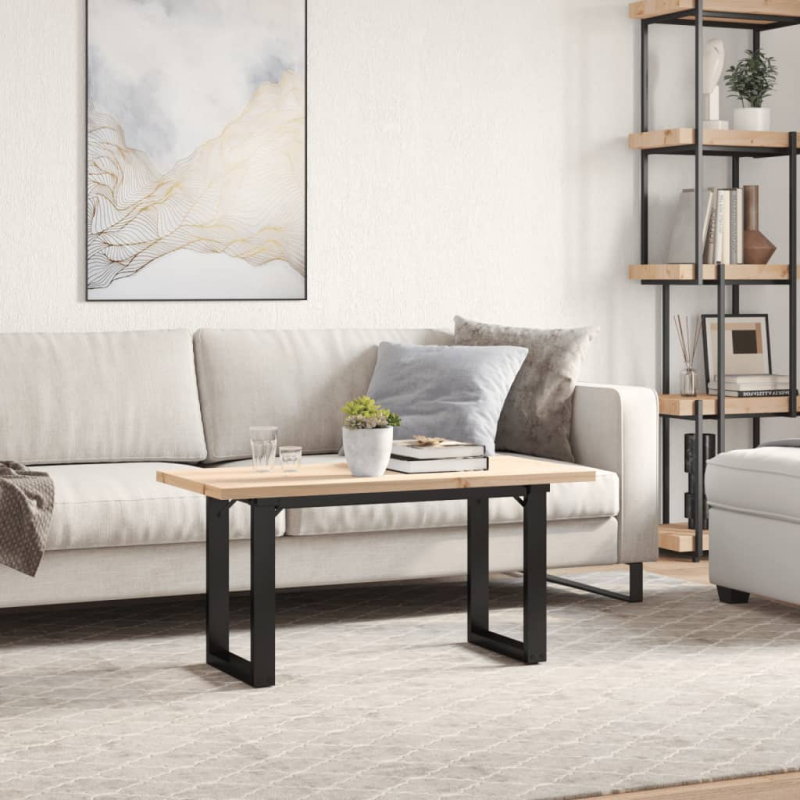 Couchtisch O-Gestell 100x50x45,5 cm Massivholz Kiefer Stahl