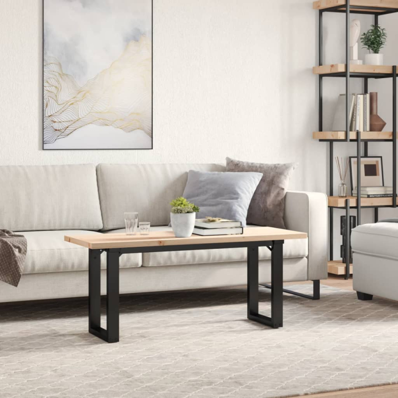 Couchtisch O-Gestell 110x40x45,5 cm Massivholz Kiefer Stahl