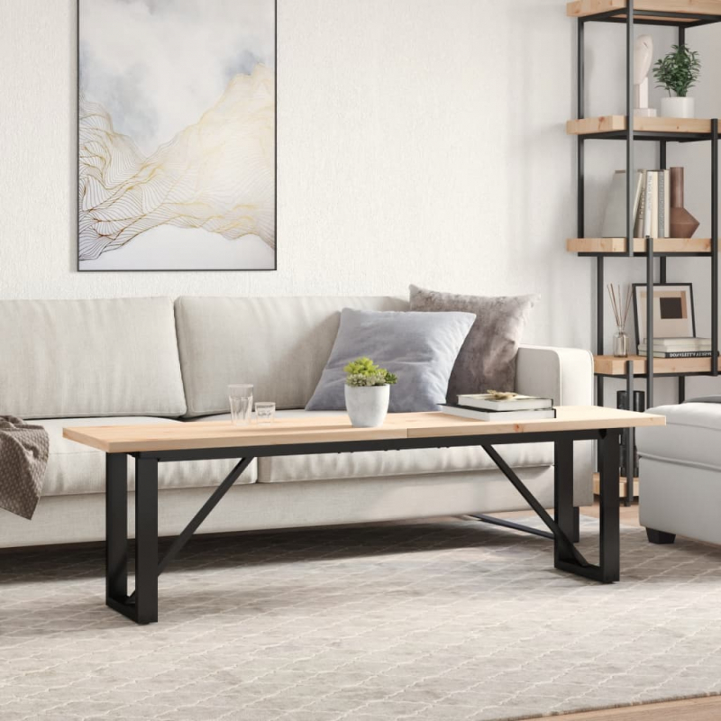 Couchtisch O-Gestell 160x40x45,5 cm Massivholz Kiefer Stahl