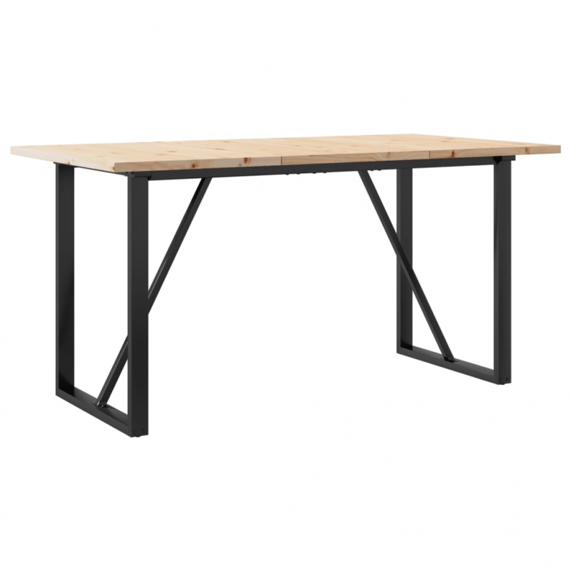 Esstisch O-Gestell 140x80x75,5 cm Massivholz Kiefer & Stahl