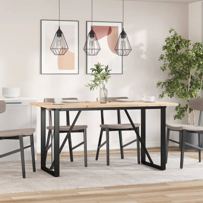 Esstisch O-Gestell 140x80x75,5 cm Massivholz Kiefer & Stahl