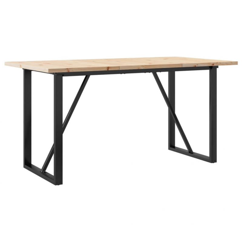 Esstisch O-Gestell 140x80x75,5 cm Massivholz Kiefer & Stahl