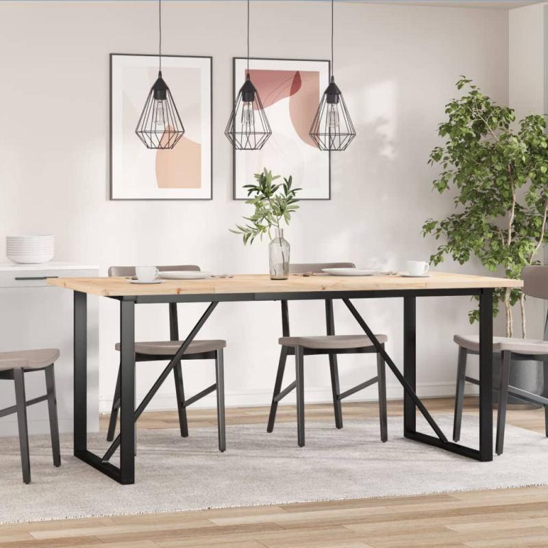 Esstisch O-Gestell 180x90x75,5 cm Massivholz Kiefer & Stahl