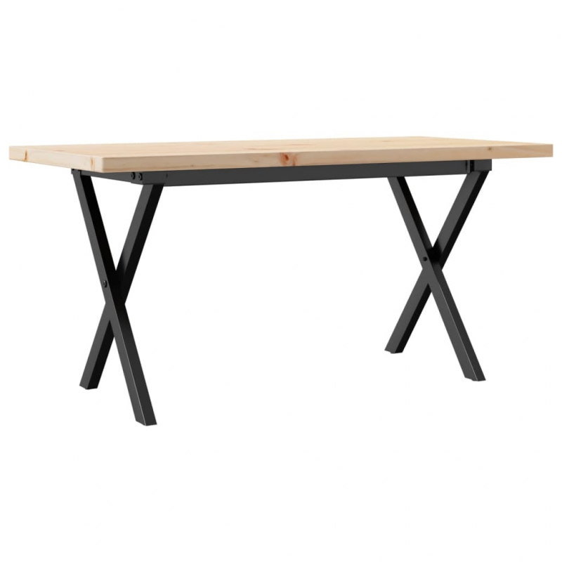 Couchtisch X-Gestell 90x40x45,5cm Massivholz Kiefer & Stahl