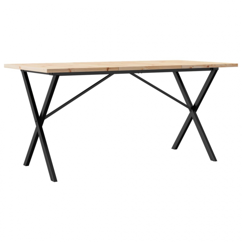 Esstisch X-Gestell 160x80x75,5 cm Massivholz Kiefer & Stahl