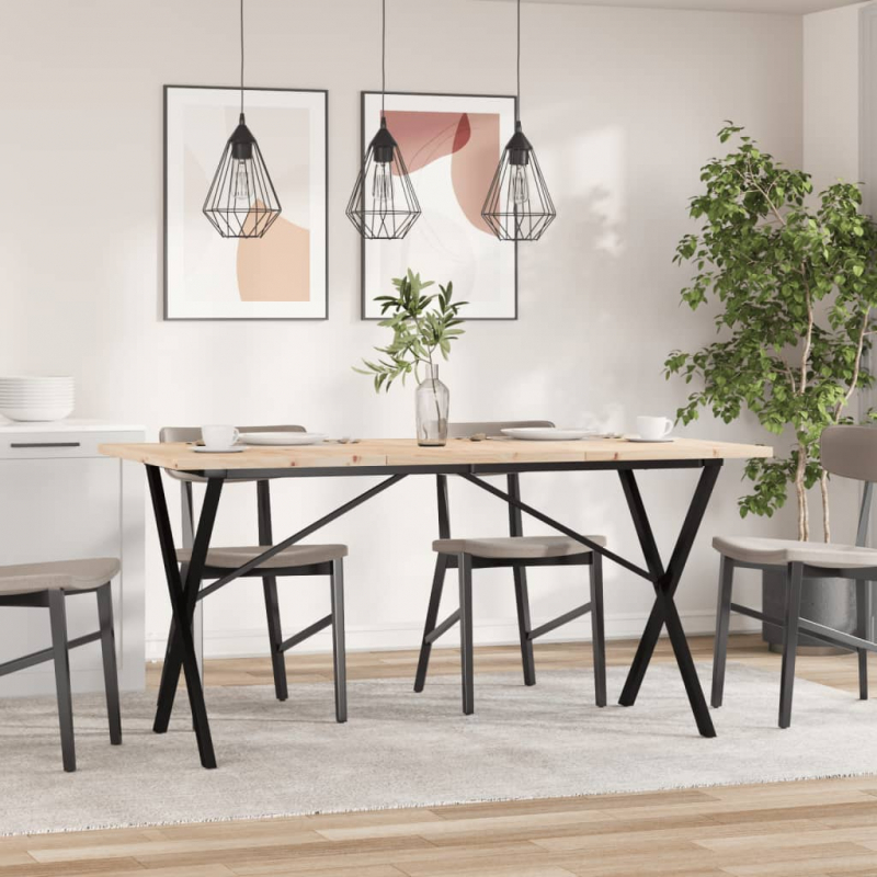 Esstisch X-Gestell 160x80x75,5 cm Massivholz Kiefer & Stahl