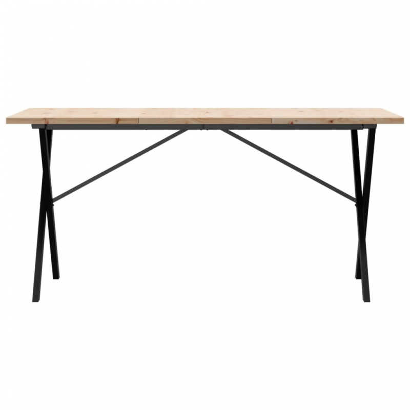 Esstisch X-Gestell 160x80x75,5 cm Massivholz Kiefer & Stahl