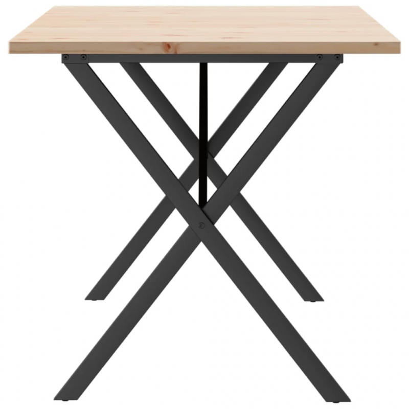 Esstisch X-Gestell 160x80x75,5 cm Massivholz Kiefer & Stahl