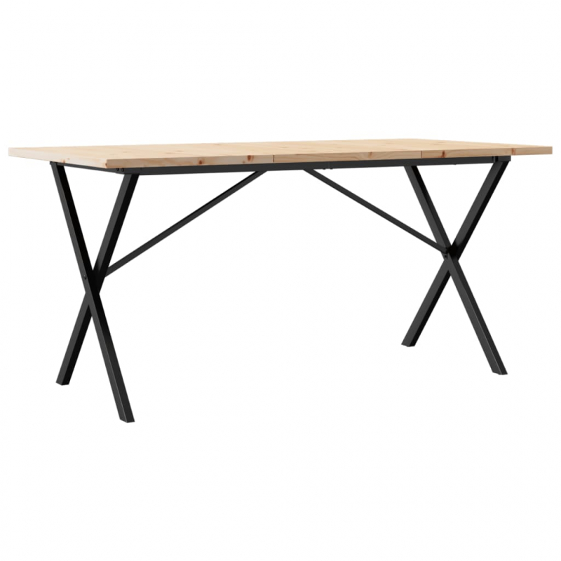 Esstisch X-Gestell 160x80x75,5 cm Massivholz Kiefer & Stahl